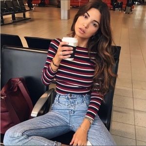 Reversible Bardot Ribbed Boatneck Top